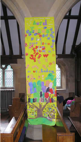 PHOTO: Sparks giant banner asking "Lord Jesus Let Your Love Grow In Us Today"