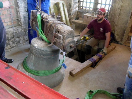 Second Winch Used To Pull Bell Over Hatch